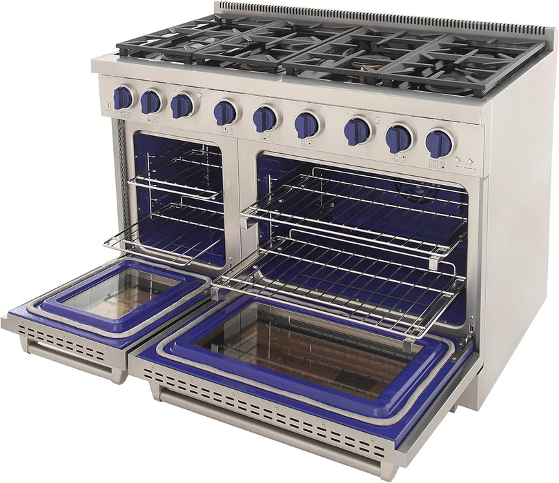 Kucht Professional 48" 6.7 cu. ft. Natural Gas Range in Stainless Steel with Blue Accents, KFX480-B