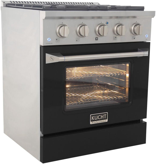 Kucht Professional 30 in. 4.2 cu ft. Natural Gas Range with Black Door and Silver Knobs, KNG301-K