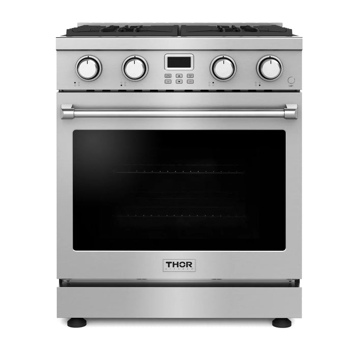 Thor Kitchen A-Series 2-Piece Appliance Package - 30-Inch Gas Range and Under Cabinet Range Hood in Stainless Steel