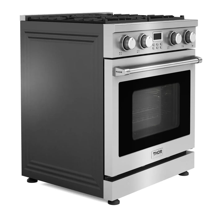 Thor Kitchen A-Series 2-Piece Appliance Package - 30-Inch Gas Range and Over-the-Range Microwave & Vent Hood in Stainless Steel