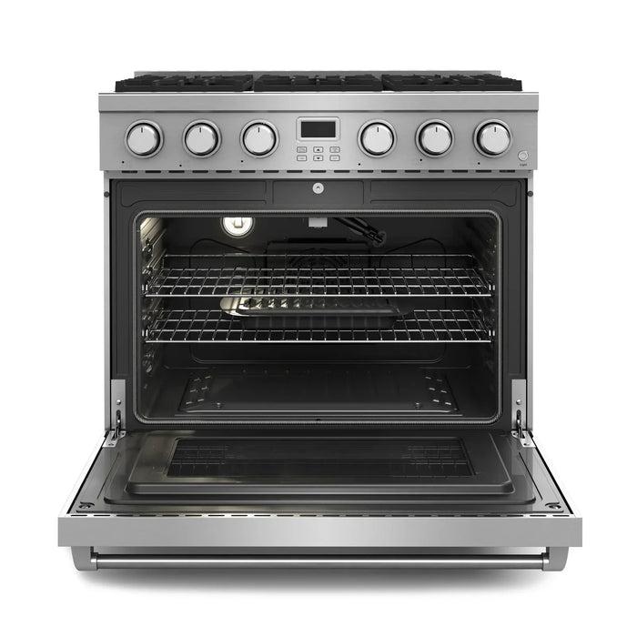 Thor Kitchen A-Series 2-Piece Appliance Package - 36-Inch Gas Range and Under Cabinet Range Hood in Stainless Steel