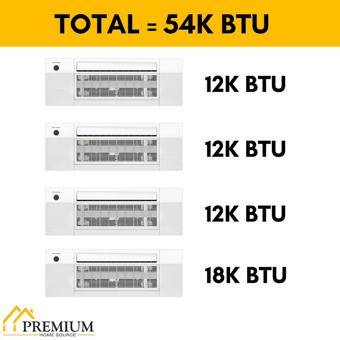 MRCOOL DIY Mini Split - 54,000 BTU 4 Zone Ceiling Cassette Ductless Air Conditioner and Heat Pump with 25 ft. Install Kit, DIYM448HPC06C84