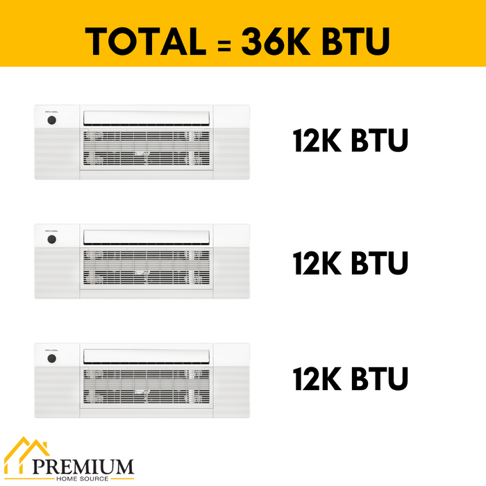 MRCOOL DIY Mini Split - 36,000 BTU 3 Zone Ceiling Cassette Ductless Air Conditioner and Heat Pump with 50 ft. Install Kit, DIYM336HPC05C74
