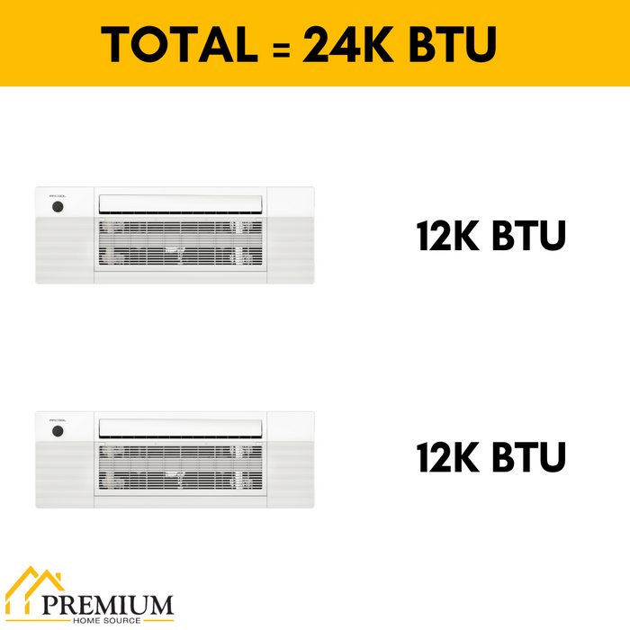 MRCOOL DIY Mini Split - 24,000 BTU 2 Zone Ceiling Cassette Ductless Air Conditioner and Heat Pump with 16 and 50 ft. Install Kit, DIYM227HPC02C04