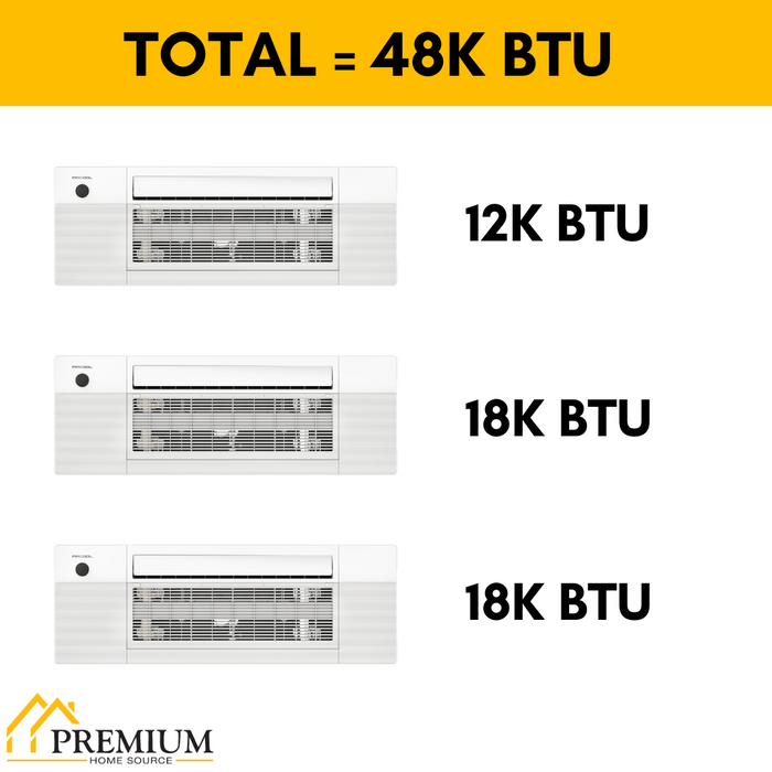 MRCOOL DIY Mini Split - 48,000 BTU 3 Zone Ceiling Cassette Ductless Air Conditioner and Heat Pump with 35 ft. Install Kit, DIYM348HPC01C49