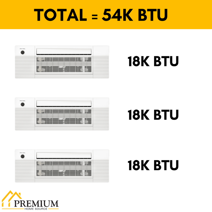 MRCOOL DIY Mini Split - 54,000 BTU 3 Zone Ceiling Cassette Ductless Air Conditioner and Heat Pump with 50 ft. Install Kit, DIYM348HPC02C74