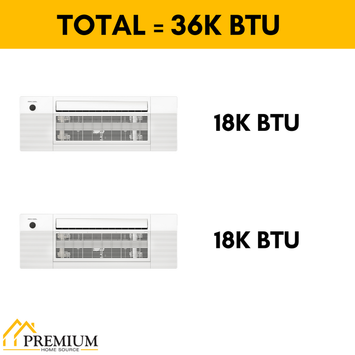 MRCOOL DIY Mini Split - 36,000 BTU 2 Zone Ceiling Cassette Ductless Air Conditioner and Heat Pump with 35 ft. Install Kit, DIYM236HPC01C13