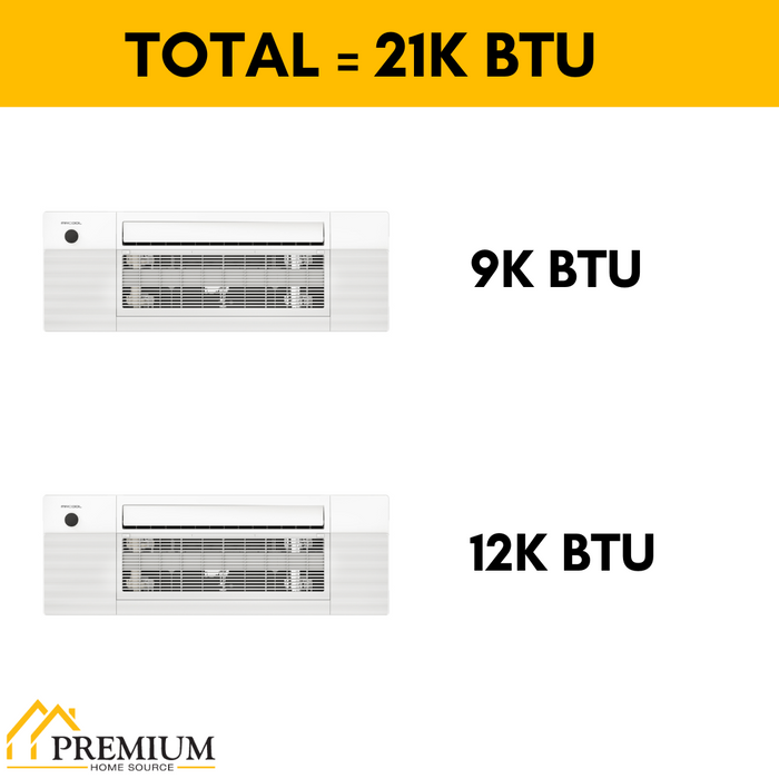 MRCOOL DIY Mini Split - 21,000 BTU 2 Zone Ceiling Cassette Ductless Air Conditioner and Heat Pump with 25 and 35 ft. Install Kit, DIYM218HPC01C08