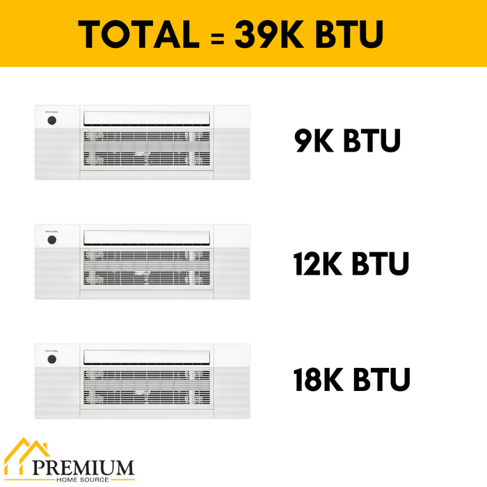 MRCOOL DIY Mini Split - 39,000 BTU 3 Zone Ceiling Cassette Ductless Air Conditioner and Heat Pump with 35 ft. Install Kit, DIYM336HPC04C49
