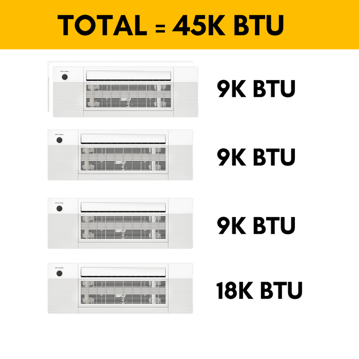 MRCOOL DIY Mini Split - 45,000 BTU 4 Zone Ceiling Cassette Ductless Air Conditioner and Heat Pump with 35 ft. Install Kit, DIYM448HPC01C140