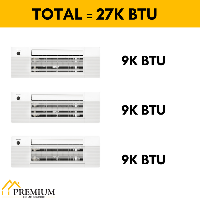 MRCOOL DIY Mini Split - 27,000 BTU 3 Zone Ceiling Cassette Ductless Air Conditioner and Heat Pump with 16 ft. Install Kit, DIYM336HPC00C00