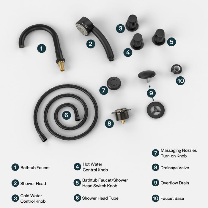 Bathtub Faucet Fixtures For AIS Series Whirlpool Spa Tubs- ACC-AIS(BB)