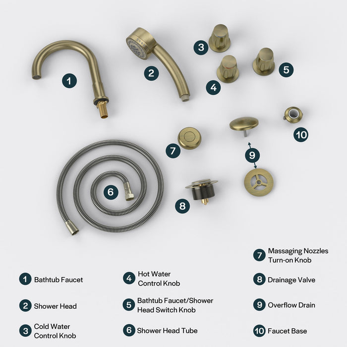 Bathtub Faucet Fixtures For AIS Series Whirlpool Spa Tubs- ACC-AIS(BB)
