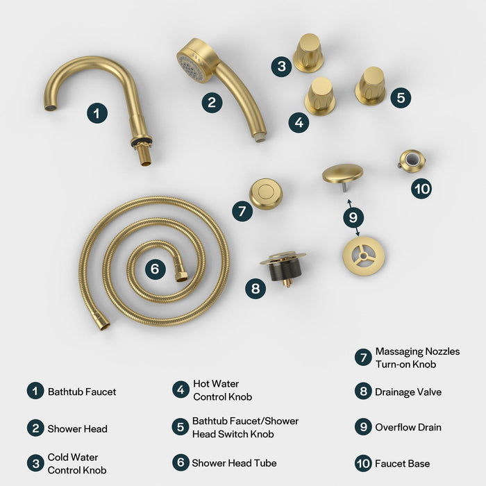 Bathtub Faucet Fixtures For AIS Series Whirlpool Spa Tubs- ACC-AIS(BB)
