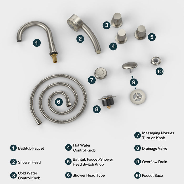 Bathtub Faucet Fixtures For AIS Series Whirlpool Spa Tubs- ACC-AIS(BB)