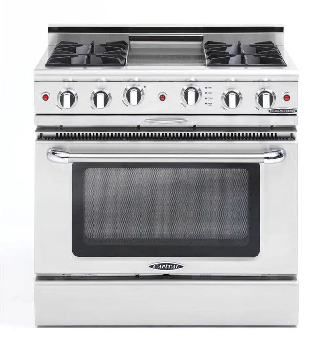 Capital Culinarian Series 36" Freestanding All Gas Range with 6 Open Burners, 4.9 cu. ft. in Stainless Steel (CGSR366)