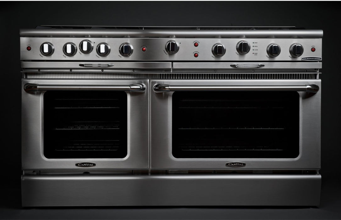 Capital Culinarian Series 60" Freestanding All Gas Range with 8 cu. ft. Double Oven, Griddle, Grill, and 10/8/6 Burners in Stainless Steel (CGSR6010)