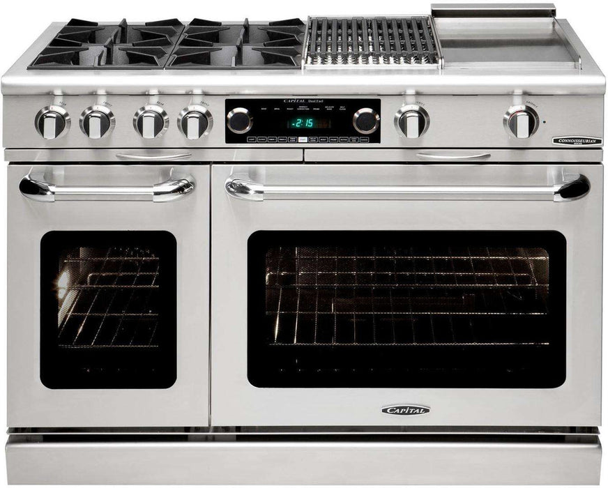 Capital Connoisseurian Series 48" Freestanding Dual Fuel Range with 7.8 cu. ft. Double Electric Ovens in Stainless Steel (COB488)