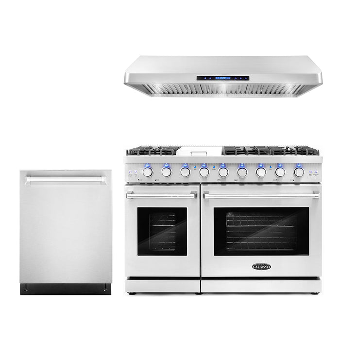 Cosmo Package - 48" Gas Range, Under Cabinet Range Hood and Dishwasher, COS-3PKG-048