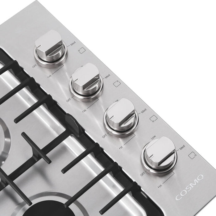 Cosmo 30" Gas Cooktop in Stainless Steel with 4 Italian Made Burners, COS-DIC304