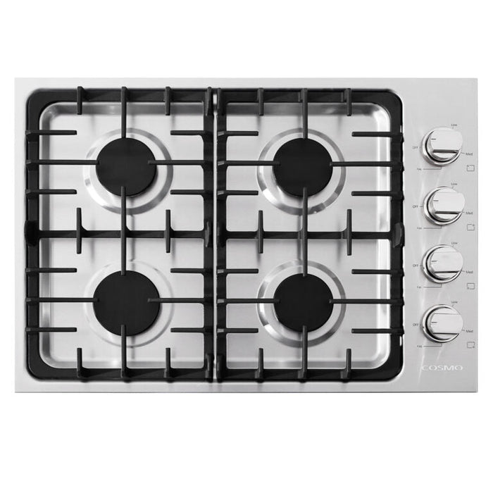 Cosmo 30" Gas Cooktop in Stainless Steel with 4 Italian Made Burners, COS-DIC304