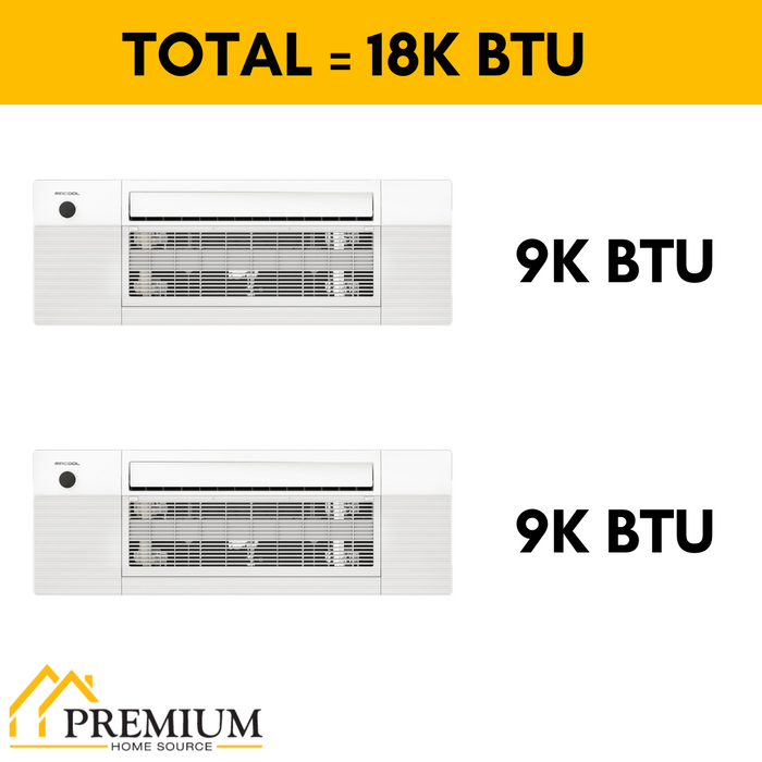 MRCOOL DIY Mini Split - 18,000 BTU 2 Zone Ceiling Cassette Ductless Air Conditioner and Heat Pump, DIY-BC-218HP0909