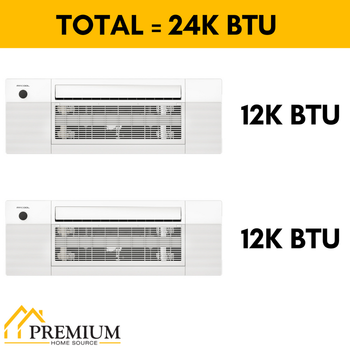 MRCOOL DIY Mini Split - 24,000 BTU 2 Zone Ceiling Cassette Ductless Air Conditioner and Heat Pump with 25 ft. Install Kit, DIYM227HPC02C07