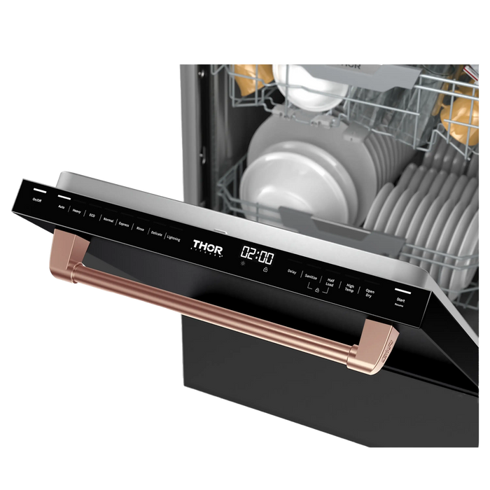 Thor Kitchen Gordon Ramsay Series 24 Inch Dishwasher in Black with Rose Gold Trim (DW24X8BA00-RSG)