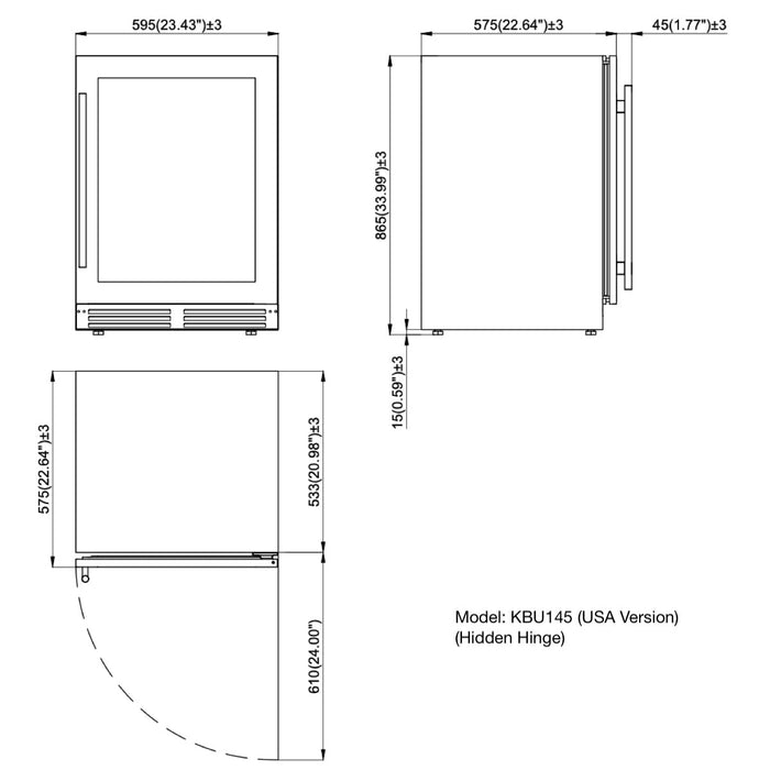 KingsBottle 48" Ultimate Under Bench Wine Fridge and Bar Refrigerator Combo with 3 Temp. Zones