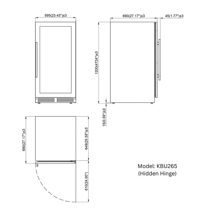 KingsBottle 47" High Wine & Beverage Refrigerator Combo with Triple Temp. Zones