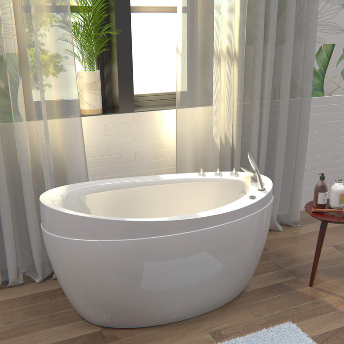 48" Freestanding Japanese-Style Air Massage Bathtub with Reversible Drain - EMPV-48JT011