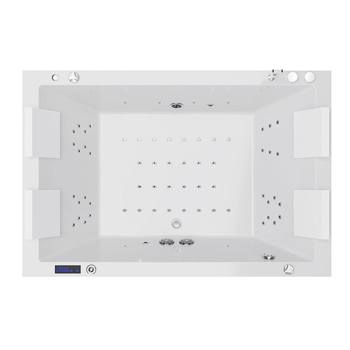 71 in. Freestanding Combination Massage 2-Person LED Tub With Center Drain - EMPV-71JT801