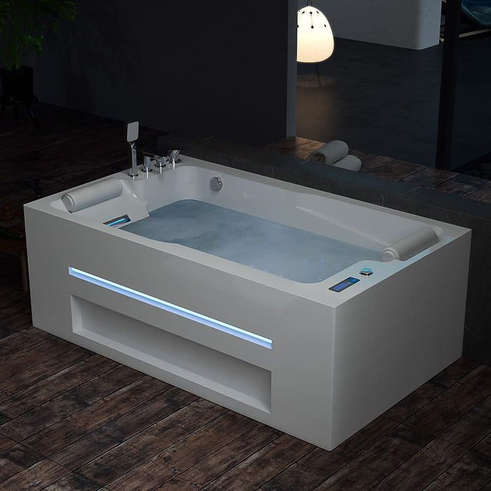 71 in. Alcove Massage Inline Heater 2-Person LED Tub With Left Drain - EMPV-71JT802