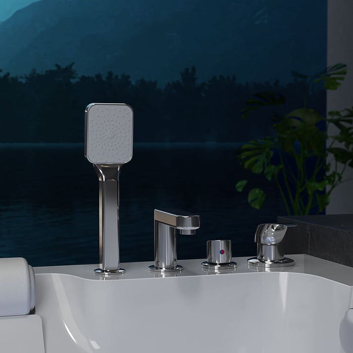 71 in. Alcove Massage Inline Heater 2-Person LED Tub With Left Drain - EMPV-71JT802