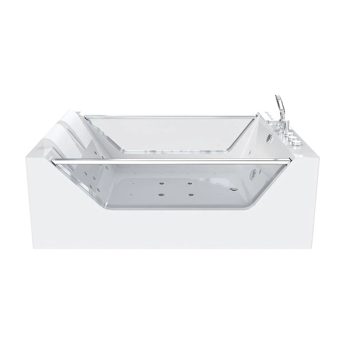 71" Freestanding Combo Massage Whirlpool Inline Heater 2-Person Bathtub with Dual Glass Design - EMPV-71PRO01