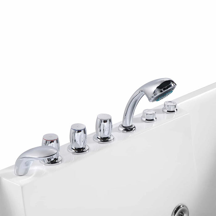 72" Alcove Whirlpool LED Bathtub for 2 Persons with Left Drain - EMPV-72JT367LED