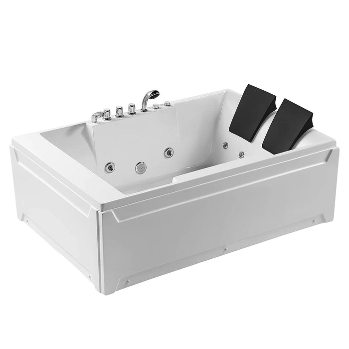 72" Alcove Whirlpool LED Bathtub for 2 Persons with Left Drain - EMPV-72JT367LED