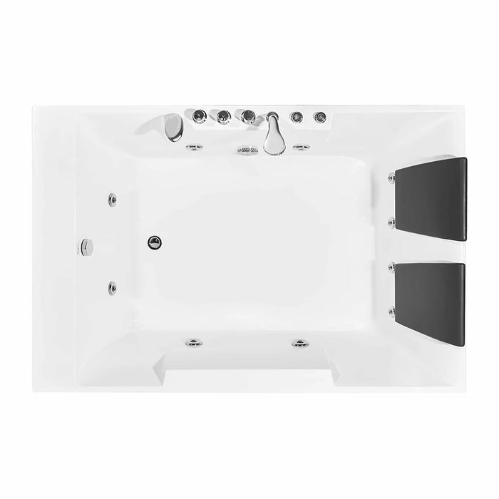 72" Alcove Whirlpool LED Bathtub for 2 Persons with Left Drain - EMPV-72JT367LED