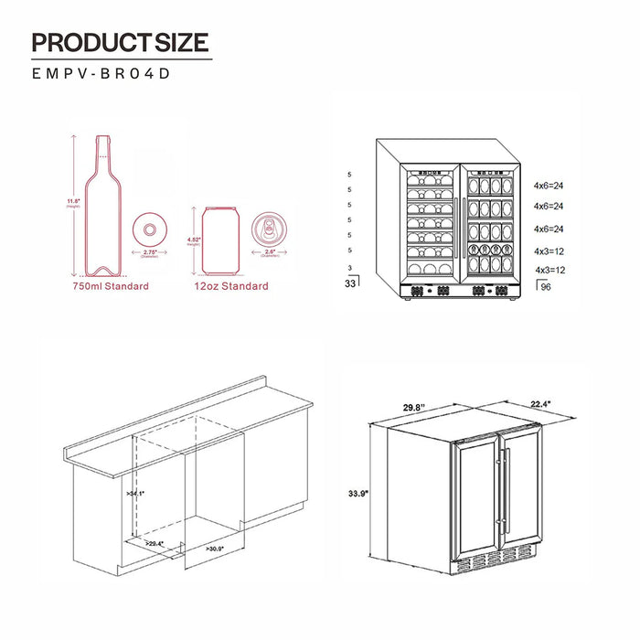 Empava Dual Zone Wine & Beverage Cooler Fridge - EMPV-BR04D