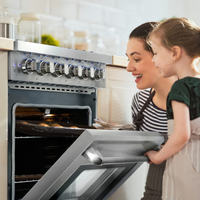 Cosmo Package - 30" Gas Range, Under Cabinet Range Hood, Refrigerator with Ice Maker and Dishwasher, COS-4PKG-128