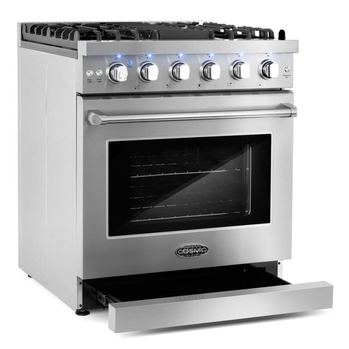 Cosmo 30" 4.5 cu. ft. Slide-In Freestanding Gas Range with 5 Sealed Burner and Convection Oven in Stainless Steel, COS-EPGR304