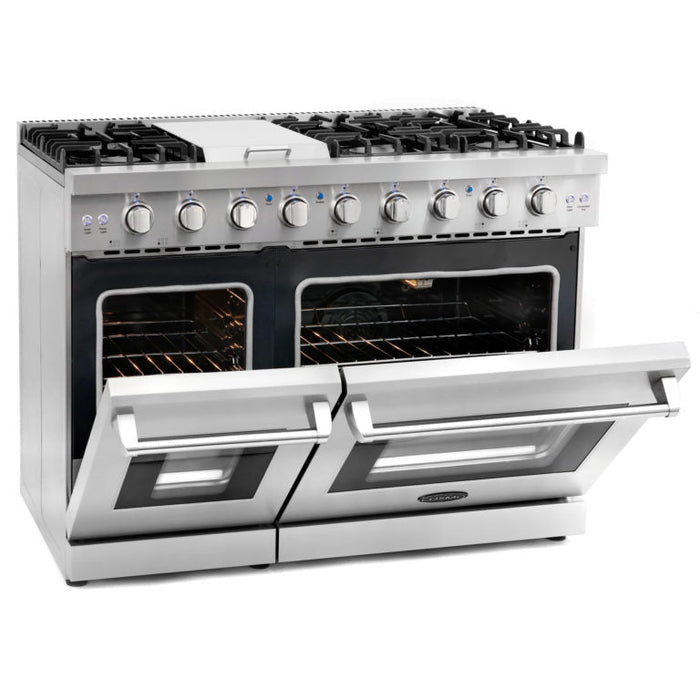 Cosmo Package - 48" Gas Range, Under Cabinet Range Hood and Dishwasher, COS-3PKG-048