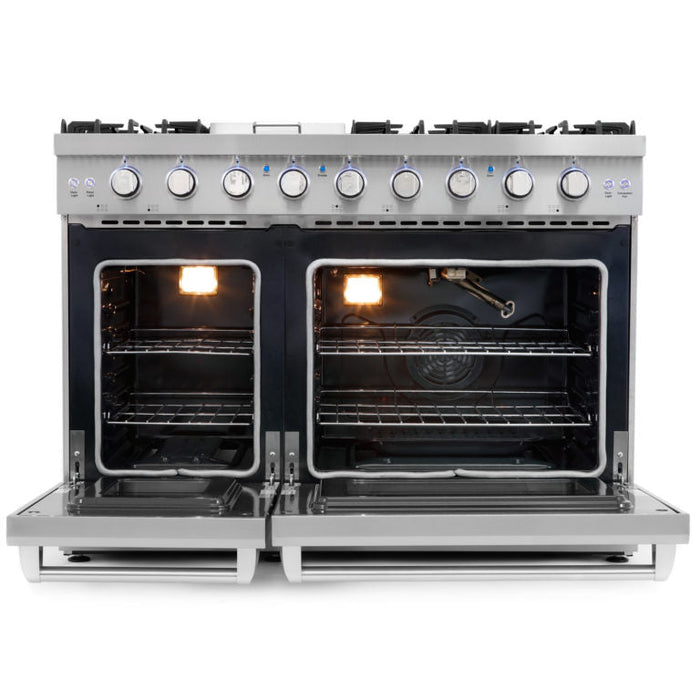 Cosmo Package - 48" Gas Range, Under Cabinet Range Hood, Dishwasher, Refrigerator with Ice Maker and Wine Cooler, COS-5PKG-211