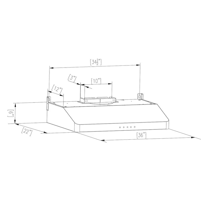 Empava 36" 500 CFM Ultra Slim Ducted Under Cabinet Range Hood, EMPV-36RH12