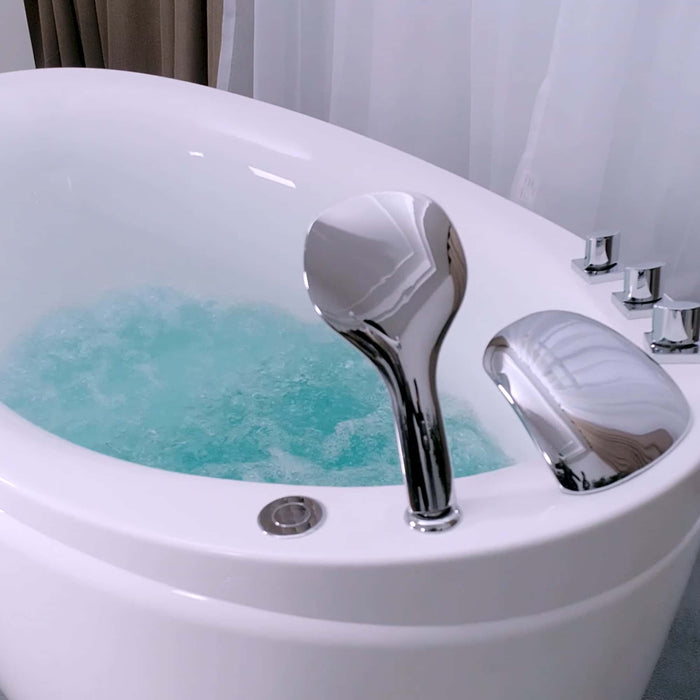 48" Freestanding Japanese-Style Air Massage Bathtub with Reversible Drain - EMPV-48JT011