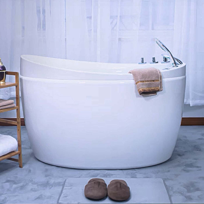 48" Freestanding Japanese-Style Air Massage Bathtub with Reversible Drain - EMPV-48JT011