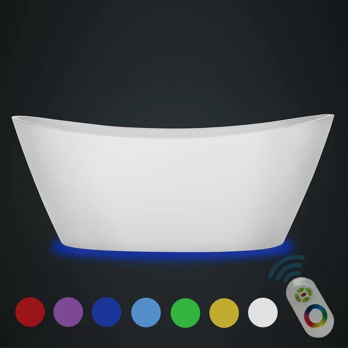 Empava 59" Freestanding Soaking Bathtub with LED Lights, EMPV-59FT1518LED