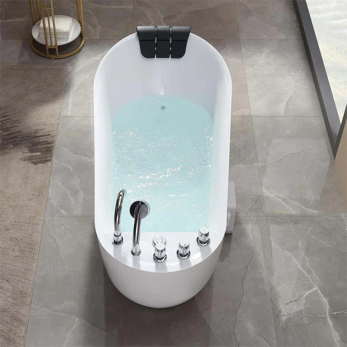 Empava 59" Freestanding Whirlpool Acrylic Bathtub with Faucet,  EMPV-59AIS04