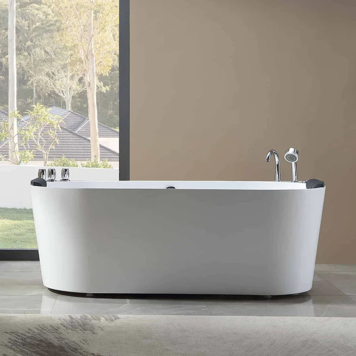 Empava 59" Whirlpool Hydromassage Alcove Bathtub with Faucet, EMPV-59AIS06