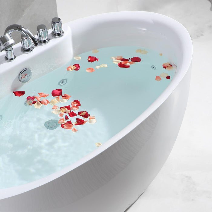 59" Acrylic Freestanding Whirlpool Bathtub with Center Drain - EMPV-59AIS12